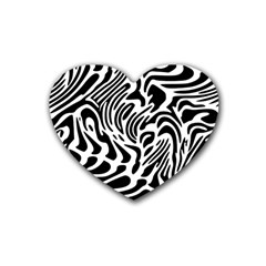 Psychedelic Zebra Black White Line Heart Coaster (4 Pack) 