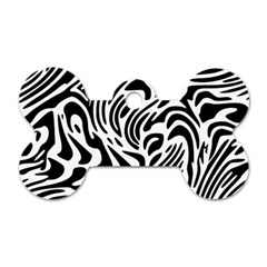 Psychedelic Zebra Black White Line Dog Tag Bone (two Sides) by Mariart