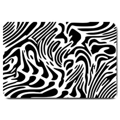 Psychedelic Zebra Black White Line Large Doormat  by Mariart