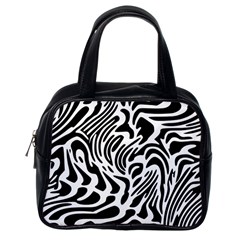 Psychedelic Zebra Black White Line Classic Handbags (one Side) by Mariart