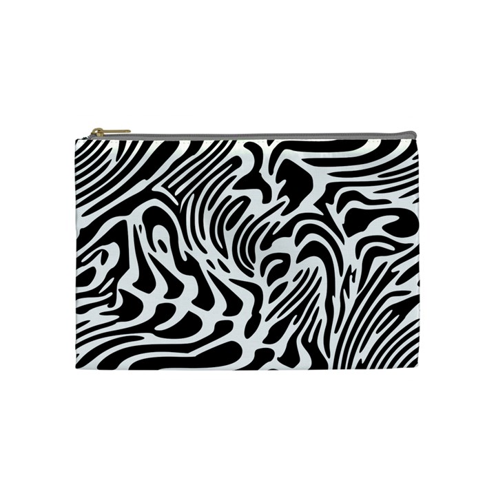 Psychedelic Zebra Black White Line Cosmetic Bag (Medium) 