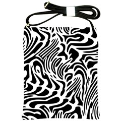 Psychedelic Zebra Black White Line Shoulder Sling Bags by Mariart