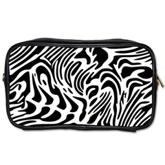 Psychedelic Zebra Black White Line Toiletries Bags by Mariart