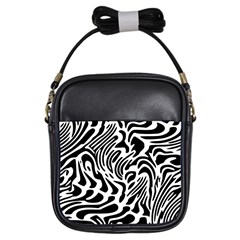 Psychedelic Zebra Black White Line Girls Sling Bags by Mariart