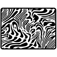 Psychedelic Zebra Black White Line Fleece Blanket (large)  by Mariart