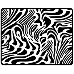 Psychedelic Zebra Black White Line Fleece Blanket (medium)  by Mariart