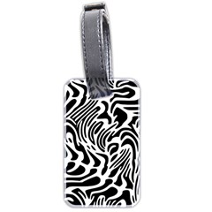 Psychedelic Zebra Black White Line Luggage Tags (two Sides) by Mariart