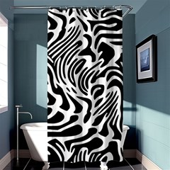 Psychedelic Zebra Black White Line Shower Curtain 36  X 72  (stall)  by Mariart