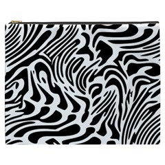 Psychedelic Zebra Black White Line Cosmetic Bag (xxxl)  by Mariart