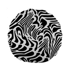 Psychedelic Zebra Black White Line Standard 15  Premium Round Cushions by Mariart