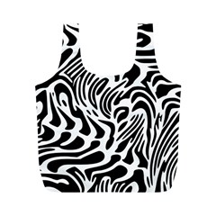 Psychedelic Zebra Black White Line Full Print Recycle Bags (m) 