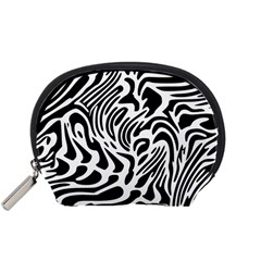 Psychedelic Zebra Black White Line Accessory Pouches (small)  by Mariart