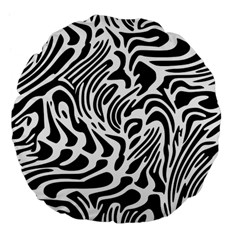 Psychedelic Zebra Black White Line Large 18  Premium Flano Round Cushions