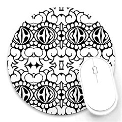 Psychedelic Pattern Flower Crown Black Flower Round Mousepads by Mariart