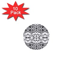 Psychedelic Pattern Flower Crown Black Flower 1  Mini Buttons (10 Pack) 