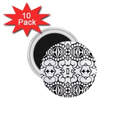 Psychedelic Pattern Flower Crown Black Flower 1 75  Magnets (10 Pack) 