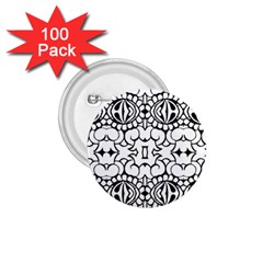 Psychedelic Pattern Flower Crown Black Flower 1 75  Buttons (100 Pack) 