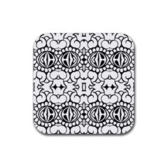 Psychedelic Pattern Flower Crown Black Flower Rubber Coaster (square) 