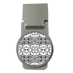 Psychedelic Pattern Flower Crown Black Flower Money Clips (round)  by Mariart