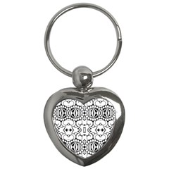 Psychedelic Pattern Flower Crown Black Flower Key Chains (heart) 