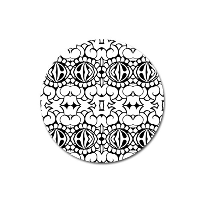 Psychedelic Pattern Flower Crown Black Flower Magnet 3  (Round)