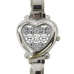 Psychedelic Pattern Flower Crown Black Flower Heart Italian Charm Watch by Mariart