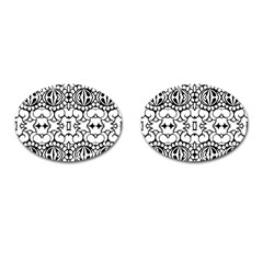 Psychedelic Pattern Flower Crown Black Flower Cufflinks (oval) by Mariart