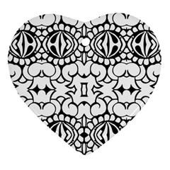 Psychedelic Pattern Flower Crown Black Flower Heart Ornament (two Sides) by Mariart