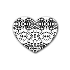 Psychedelic Pattern Flower Crown Black Flower Heart Coaster (4 Pack) 