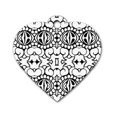 Psychedelic Pattern Flower Crown Black Flower Dog Tag Heart (one Side)