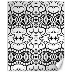 Psychedelic Pattern Flower Crown Black Flower Canvas 11  X 14   by Mariart