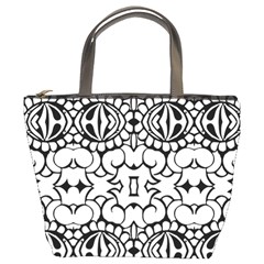 Psychedelic Pattern Flower Crown Black Flower Bucket Bags by Mariart