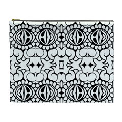 Psychedelic Pattern Flower Crown Black Flower Cosmetic Bag (xl) by Mariart