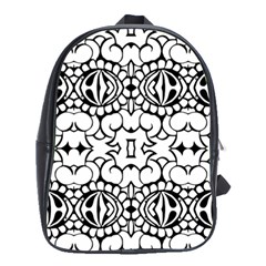 Psychedelic Pattern Flower Crown Black Flower School Bag (large) by Mariart