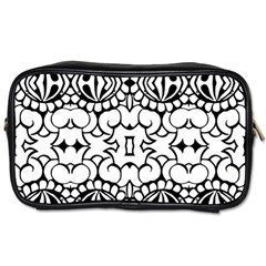 Psychedelic Pattern Flower Crown Black Flower Toiletries Bags 2-side