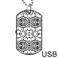 Psychedelic Pattern Flower Crown Black Flower Dog Tag Usb Flash (one Side)