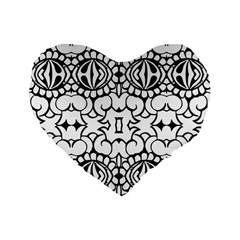 Psychedelic Pattern Flower Crown Black Flower Standard 16  Premium Heart Shape Cushions