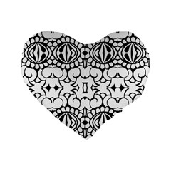 Psychedelic Pattern Flower Crown Black Flower Standard 16  Premium Flano Heart Shape Cushions