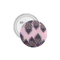 Peacock Feather Pattern Pink Love Heart 1 75  Buttons