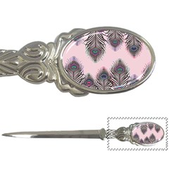 Peacock Feather Pattern Pink Love Heart Letter Openers by Mariart