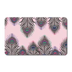 Peacock Feather Pattern Pink Love Heart Magnet (rectangular) by Mariart