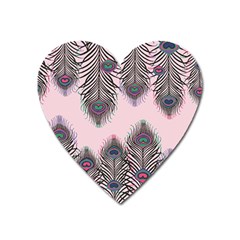 Peacock Feather Pattern Pink Love Heart Heart Magnet