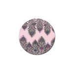 Peacock Feather Pattern Pink Love Heart Golf Ball Marker Front