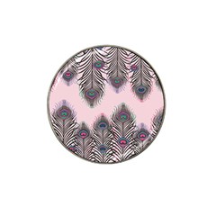 Peacock Feather Pattern Pink Love Heart Hat Clip Ball Marker by Mariart