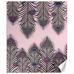 Peacock Feather Pattern Pink Love Heart Canvas 20  X 24   by Mariart