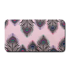 Peacock Feather Pattern Pink Love Heart Medium Bar Mats by Mariart