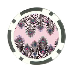 Peacock Feather Pattern Pink Love Heart Poker Chip Card Guard by Mariart