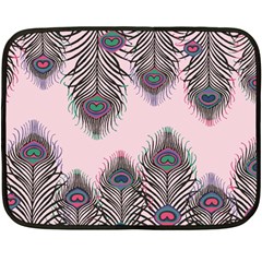 Peacock Feather Pattern Pink Love Heart Fleece Blanket (mini) by Mariart