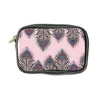 Peacock Feather Pattern Pink Love Heart Coin Purse Front