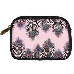 Peacock Feather Pattern Pink Love Heart Digital Camera Cases